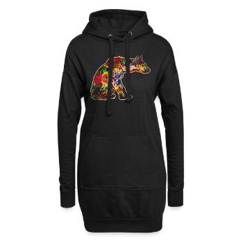 Colorful hyena - Hoodie Dress - black - Front