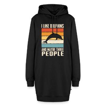 Delfin Meeresfische Delfine Fisch Tier - Hoodie-Kleid - Schwarz - Vorne
