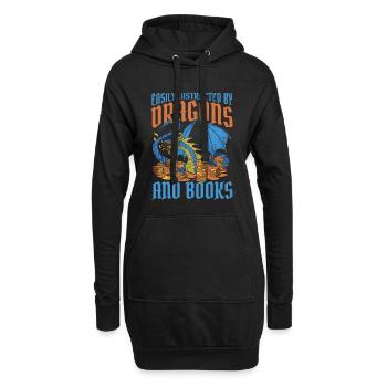 Drache Mystisch Drachen Fantasie - Hoodie-Kleid - Schwarz - Vorne