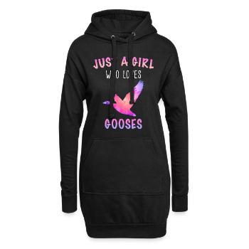 Gans Tier Vogel Gänse - Hoodie-Kleid - Schwarz - Vorne