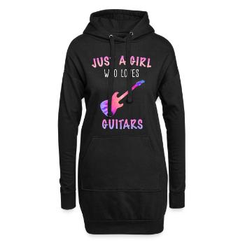 Guitariste Guitariste Musicien Instruments de Guitare Acoustique - Sweat-shirt à capuche long Femme - noir - Devant
