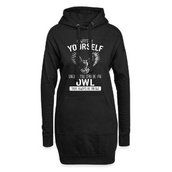 Eule Vogel Tier Eulen - Hoodie-Kleid - Schwarz - Vorne