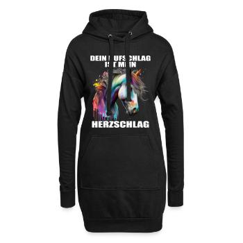 Pferde Herzschlag Reiten Hufe Hufeisen Herz Pony - Hoodie-Kleid - Schwarz - Vorne