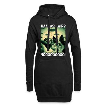 Waaaas? Wir? Nööööö! Alien Katze Hund Faultier UFO - Hoodie-Kleid - Schwarz - Vorne