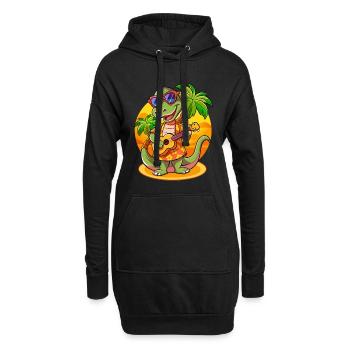 Lustige Schlange Cartoon Sommer Strand Sonnenbrille Gitarre - Hoodie-Kleid - Schwarz - Vorne