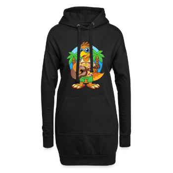 Lustige Falke Cartoon Sommer Strand Sonnenbrille Gitarre - Hoodie-Kleid - Schwarz - Vorne