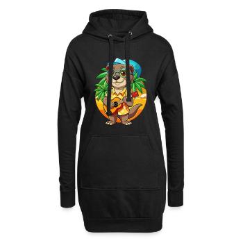 Lustige Otter Cartoon Sommer Strand Sonnenbrille Gitarre - Hoodie-Kleid - Schwarz - Vorne