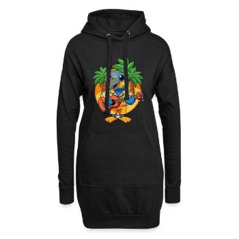Lustige Papageien-Cartoon-Sommer-Strand-Sonnenbrille - Hoodie-Kleid - Schwarz - Vorne