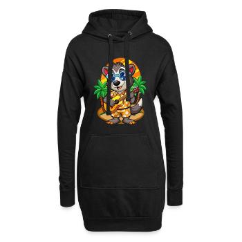 Lunettes de soleil drôle blaireau dessin animé plage d’été - Sweat-shirt à capuche long Femme - noir - Devant