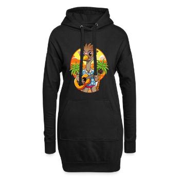 Drôle d’autruche dessin animé plage d’été lunettes de soleil - Sweat-shirt à capuche long Femme - noir - Devant
