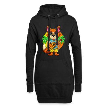 Drôle de renard dessin animé d’été plage lunettes de soleil guitare - Sweat-shirt à capuche long Femme - noir - Devant