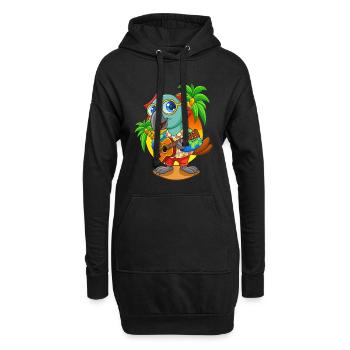 Drôle de perroquet d’été plage lunettes de soleil hawaïenne - Sweat-shirt à capuche long Femme - noir - Devant