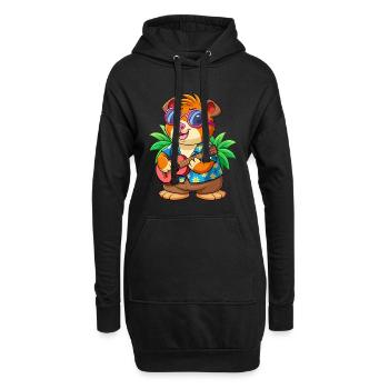 Drôle Cochon D’Inde Lunettes De Soleil De Plage D’été Hawaïen - Sweat-shirt à capuche long Femme - noir - Devant