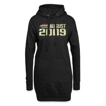 Né en août 2009 Anniversaire Millésime août 2009 - Sweat-shirt à capuche long Femme - noir - Devant