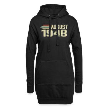 Geboren August 1948 Jubiläum August 1948 Jahrgang - Hoodie-Kleid - Schwarz - Vorne