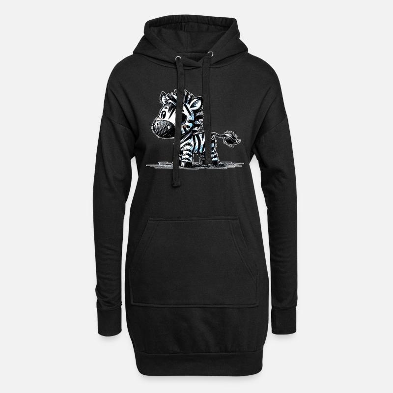 Zebra - Hoodie-Kleid - Schwarz