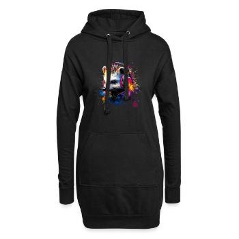 Künstlerisch Bunt Igel Kopfhörer Waldtiere - Hoodie-Kleid - Schwarz - Vorne