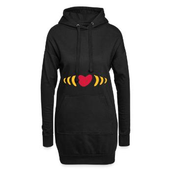 ★ Designfarben änderbar ★ Herz & Pulse aus Bananen - Hoodie-Kleid - Schwarz - Vorne