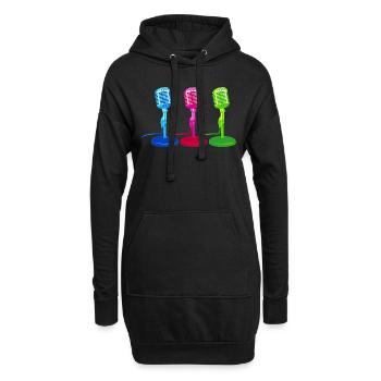 Microphone Mikrofon Retro Nostalgie - Hoodie-Kleid - Schwarz - Vorne