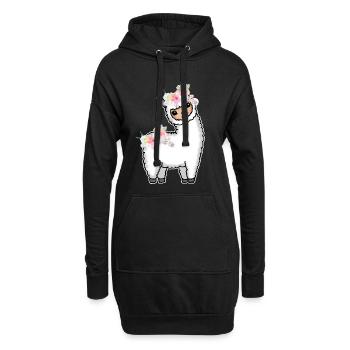 Lama Alpaka Blumen Geschenk Damen Herren Kinder - Hoodie-Kleid - Schwarz - Vorne
