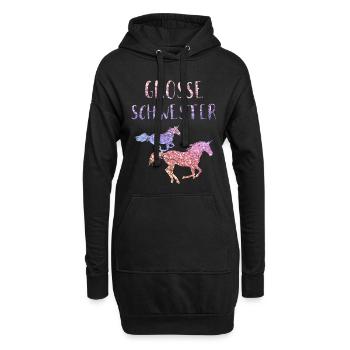 Große Schwester Geschenk Kinder Mädchen Einhorn - Hoodie-Kleid - Schwarz - Vorne