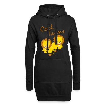 Zwillinge Geschenk Löwe Geschwister Lustig - Hoodie-Kleid - Schwarz - Vorne