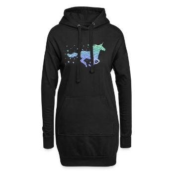 Licorne paillettes dames fille cadeau cheval - Sweat-shirt à capuche long Femme - noir - Devant
