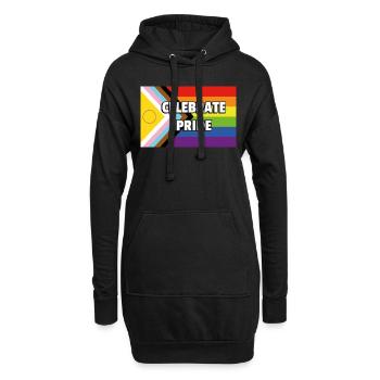 Inclusive Pride Fortschrittsflagge CELEBRATE PRIDE - Hoodie-Kleid - Schwarz - Vorne