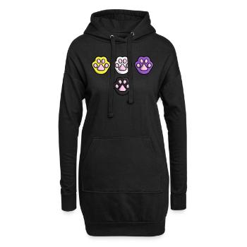 Süße Katze Pfote Nonbinary Flagge Fahne LGBTQ - Hoodie-Kleid - Schwarz - Vorne