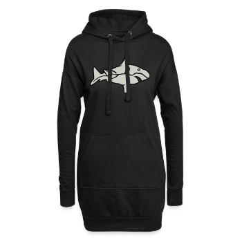 Poisson Requin Prédateur Eau Graffiti Océan - Sweat-shirt à capuche long Femme - noir - Devant