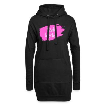 Farbklecks pink - Hoodie-Kleid - Schwarz - Vorne