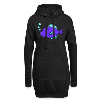 fisch comic - Hoodie-Kleid - Schwarz - Vorne