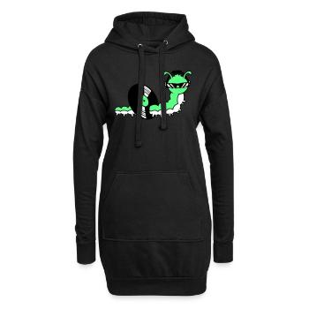 Cool DJ Caterpillar mange du disque vinyle Musique de fête - Sweat-shirt à capuche long Femme - noir - Devant