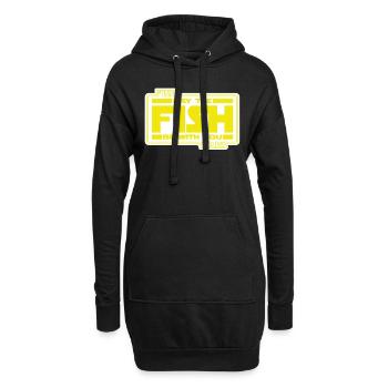 May the Fish be with YOU! (gelb/weiß) - Hoodie-Kleid - Schwarz - Vorne