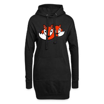 2 Amis Renards Roux Renard Deux Animaux Sauvages Équipe - Sweat-shirt à capuche long Femme - noir - Devant