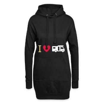 ★ Designfarben änderbar ★ Ich liebe Wohnmobile - Hoodie-Kleid - Schwarz - Vorne