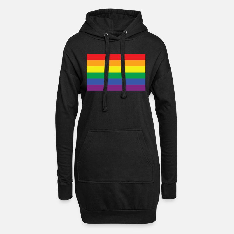 Regenbogen - Hoodie-Kleid - Schwarz