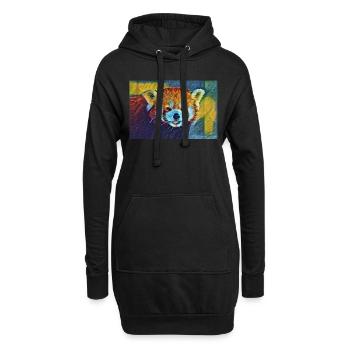 Regard rouge de panda dans le sommeil - Sweat-shirt à capuche long Femme - noir - Devant