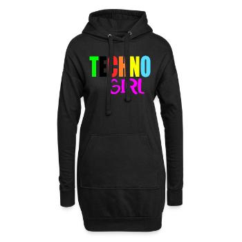 fille techno - Sweat-shirt à capuche long Femme - noir - Devant