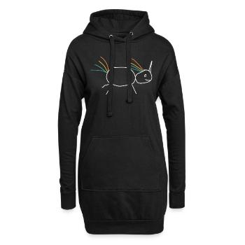 Unicorn Einhorn Geschenkidee Strichmann Humor - Hoodie-Kleid - Schwarz - Vorne
