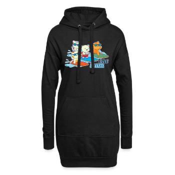 équipe famille chat surf enterrement de vie de jeune fille animal - Sweat-shirt à capuche long Femme - noir - Devant