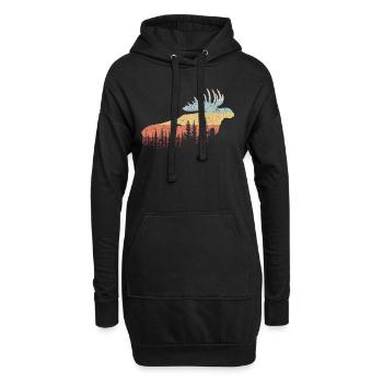 Elch - Hoodie-Kleid - Schwarz - Vorne