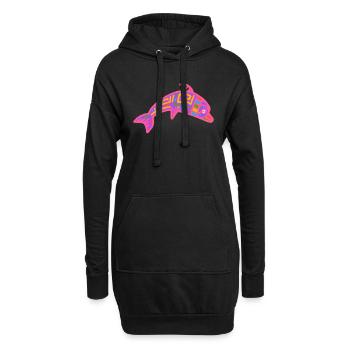 Culture inca, symbole du dauphin - Sweat-shirt à capuche long Femme - noir - Devant
