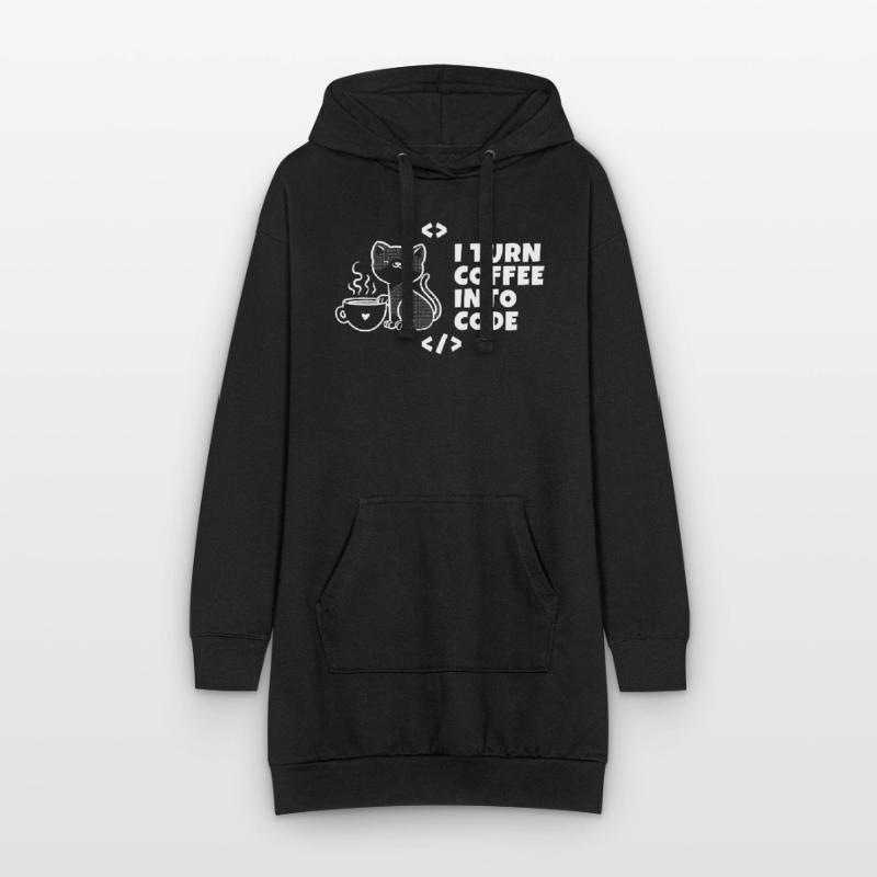 I turn coffee into code Programmierer Entwickler Hoodie-Kleid
