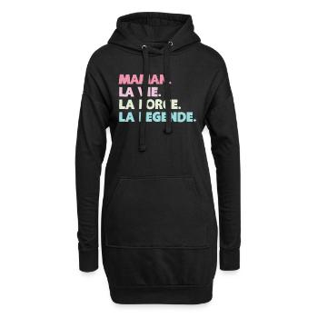 Maman la vie la force - Sweat-shirt à capuche long Femme - noir - Devant