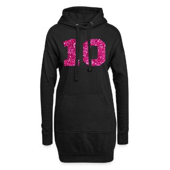 Numéro 10 paillettes rose - 10e anniversaire - Sweat-shirt à capuche long Femme - noir - Devant