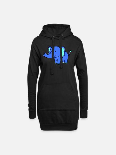 elefant - Hoodie-Kleid - Schwarz