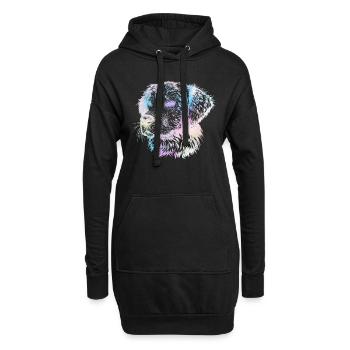 Chien coloré silhouette abstraite chien - Sweat-shirt à capuche long Femme - noir - Devant