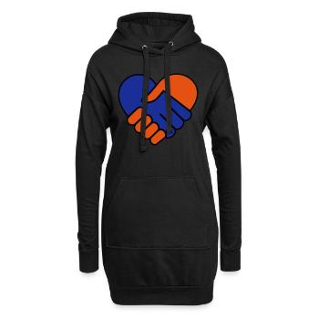 Hand in Hand Herz blau rot - Hoodie-Kleid - Schwarz - Vorne