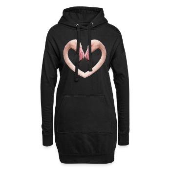 Cœur flamant rose - Sweat-shirt à capuche long Femme - noir - Devant